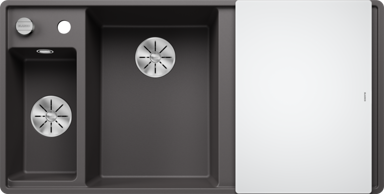 BLANCO Sudoper Axia III 6 S-F InFino, Silgranit, bazen lijevo, daska staklo, kameno siva