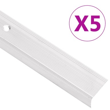 Rubnjaci za stepenice L-oblika 5 kom aluminijski 100 cm srebrni