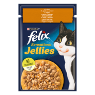 FELIX SENSATIONS Hrana za mačke Jellies s piletinom u želeu s mrkvom, 85g