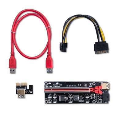QOLTEC PCI-E Riser 1x - 16x, USB 3.0, ver. 009S Plus, SATA / PCI-E