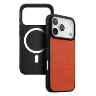 MELKCO Stražnja maskica od umjetne kože za Apple iPhone 17 Pro Max S MagSafe-om, narančasta
