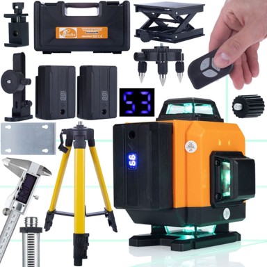 ROSFIX Set laserska libela Orange Tiger ROT16L, 16 linija, stativ 43 - 120 cm, elektroničko klizno mjerilo u koferu, zeleni laser 532 nm, IP54