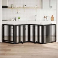 Vrata za pse s vratašcima 4 panela sklopiva 320 cm drvo topole 80 x 90 x 2 cm, crna