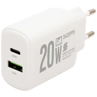HOME Punjač kućni SA20PPS 62778, brzi, 1×USB-A, 1×USB-C, 20W, GaN tehnologija
