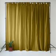 LINEN TALES Oker žuta/zelena lanena zavjesa 140x170 cm Moss Green 