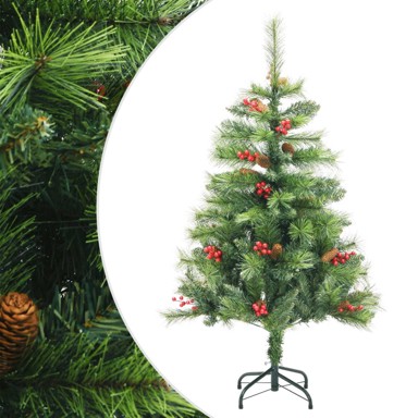 Božićno drvce umjetno sa šarkama, šiškama i bobicama, 150 cm