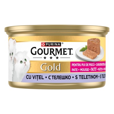 GOURMET GOLD Hrana za mačke Kitten Mousse, teletina, 85 g