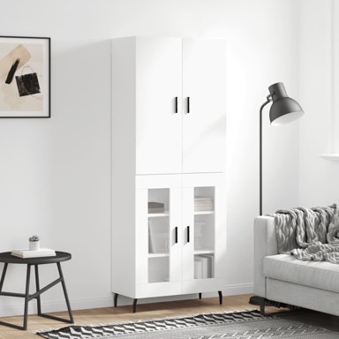 Visoka komoda bijela 69,5x34x180 cm konstruirano drvo