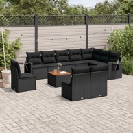 11-dijelni set vrtnih sofa od poliratana s jastucima crni