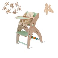 QUARTTOLINO 7u1 dječja stolica za bebe i djecu s glavom žirafe, zelena