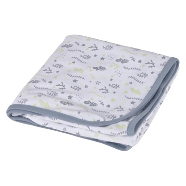 BEBE DOUCEUR Bijela/siva pamučna deka za bebe 75x75 cm Ocean