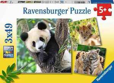 RAVENSBURGER Puzzle Panda, Tiger and Lion, 3x49 kom