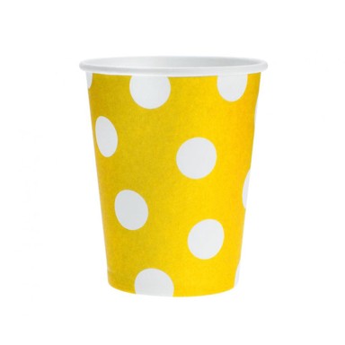 Papirnate čaše Dots 270 ml, žute