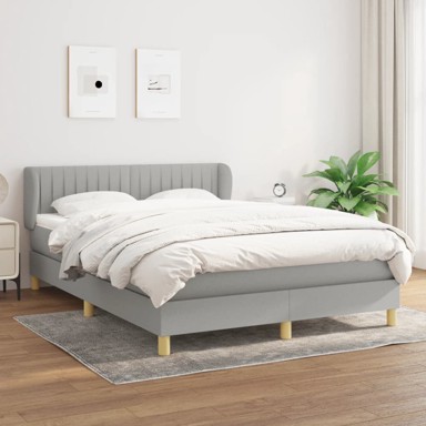 Krevet s oprugama i madracem svjetlosivi 140x190 cm od tkanine