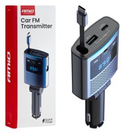 AMIO Bluetooth FM transmiter 1×USB-A 1×USB-C 12V 24V AMIO-04656