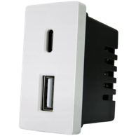 Modul za punjač USB A + USB C, bijeli