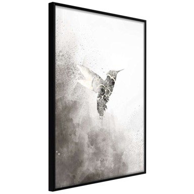 Poster Hummingbird in Shades of Grey 40x60