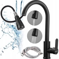 DEXXER Jednoručna aluminijska izvlačna kuhinjska slavina 80 cm, crna