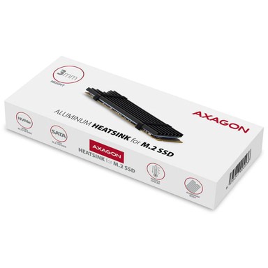 AXAGON Pasivni hladnjak CLR-M2L3 za M.2 SSD - 2280, visina 3 mm, aluminij, crni CLR-M2L3