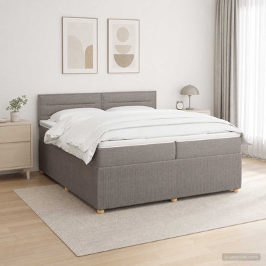 Boxspring krevet s madracem 200 x 200 cm, tkanina, sivosmeđi