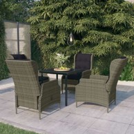 Vrtna garnitura, 5-dijelni set, dužina stola 80 cm, siva i crna