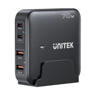 UNITEK Punjač, P1228ABK01-EU, GaN mrežni, 70W, 2x USB-C, 2x USB-A, crni