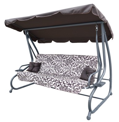 Vrtna ljuljačka, sa sklopivim sjedalom i podesivom nadstrešnicom 2u1, model, smeđa