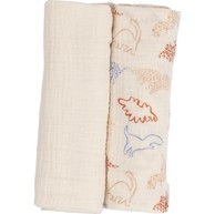 BUBABA BY FREEON Tetra pelena muslin, 2 kom, životinjice, 70×70 cm, bež