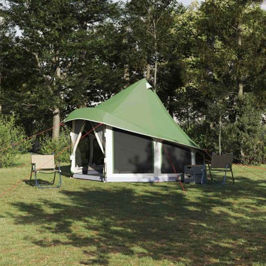 Obiteljski tipi šator s krovom, 404 x 370 x 270 cm, zelena