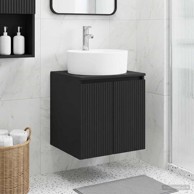Umivaonik s policom 49,5 x 44,5 x 65 cm, konstruirano drvo, crni