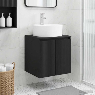 Umivaonik s policom 49,5 x 44,5 x 65 cm, konstruirano drvo, crni