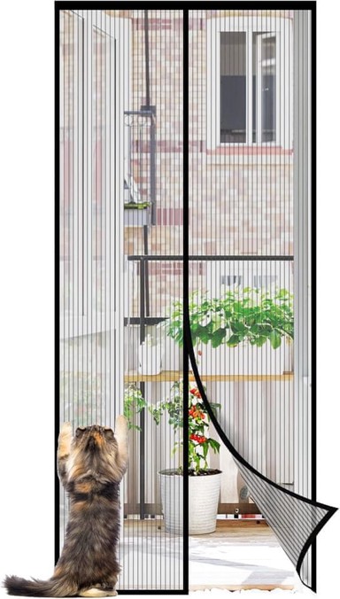 NIKCORP Magnetska mreža za vrata protiv insekata, 110 × 220 cm, crna