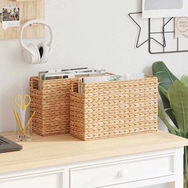 Košara za časopise, 2kom, 39x14x25cm, prirodna, zumbul