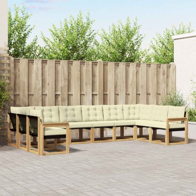 Set vanjskih sofa s jastukom, 10 pcs, bijela i krem