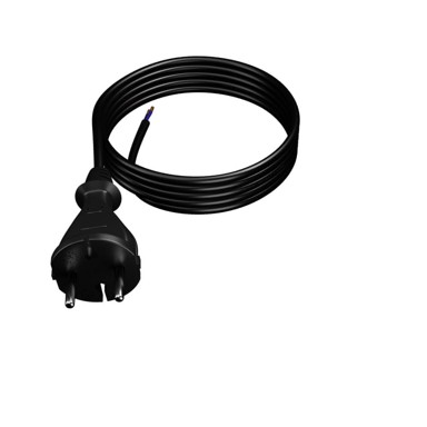 Gumeni kabel za napajanje s ravnim utikačem 4 m 2 x 1 mm² tip e 16 A, crni