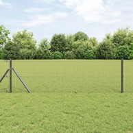Zavarena žičana ograda s 13 stupova, siva, 0.5x100 m, čelik