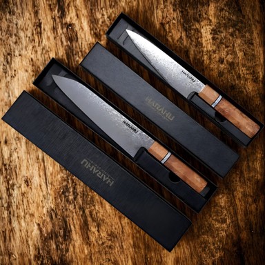 Set damaščanskih kuhinjskih noževa EE-39210, 2 kom, smeđi