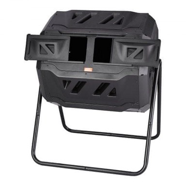 VEVOR Kanta za kompost s dvostrukom komorom, 735 x 625 x 955 cm, crna