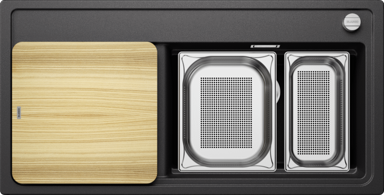 BLANCO Sudoper ZENAR XL 6 S DampfgarPlus InFino D SILGRANIT daska drvo + pribor za pećnice, s dalj. upr. - GRAFIT