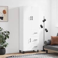 Visoka komoda bijela 69,5x34x180 cm konstruirano drvo