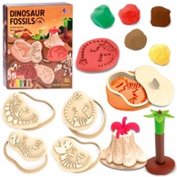 Set izrade fosila dinosaura od plastelina, 5 boja