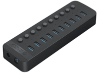 ORICO USB hub CT2U3-10AB, 10x USB 3.0, s prekidačima, crni, vanjsko napajanje