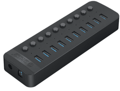 ORICO USB hub CT2U3-10AB, 10x USB 3.0, s prekidačima, crni, vanjsko napajanje