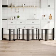 Vrata za pse s vratima sklopiva, 6 panela, 50 x 60 x 2 cm, crna