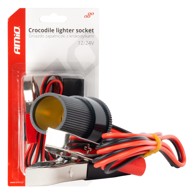 AMIO Adapter za utičnicu upaljača s krokodil stezaljkama 12/24V, 100 cm