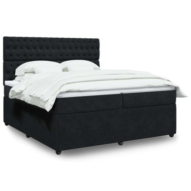 Boxspring krevet s oprugama i madracem, 200x200 cm, crni