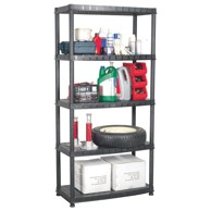 Polica za pohranu 5 razina, 91,5 × 45,7 × 185 cm, plastika, crna