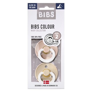 BIBS Duda varalica Colour, okrugla, ružičasta/vanilija svjetleća (vel. 2)