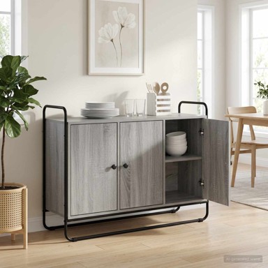Komoda 102 x 35 x 75 cm od prerađenog drva, siva sonoma