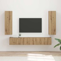 Set zidnih TV komoda 3 kom, konstruirano drvo, umjetnički hrast
